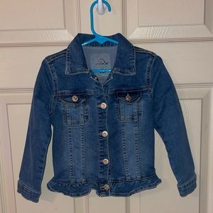 Little girl jean jacket with ruffles